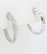 14K White Gold Diamond Hoop Earrings