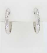 14K White Gold Diamond Hoop Earrings