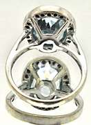 LADIES 14 KT WHITE GOLD BLUE TOPAZ AND DIAMOND RING.