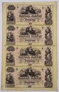 $50 Canal Bank  Obsolete Uncut Sheet  Ca 1830-50