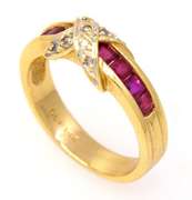 Ruby & Diamond Band in Gold, Size 6.5