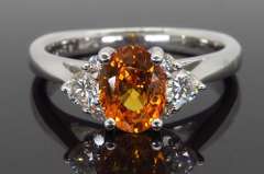 Orange Sapphire and Diamond Ring