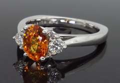 Orange Sapphire and Diamond Ring