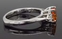 Orange Sapphire and Diamond Ring