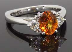 Orange Sapphire and Diamond Ring