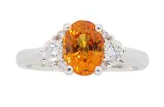 Orange Sapphire and Diamond Ring