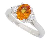 Orange Sapphire and Diamond Ring