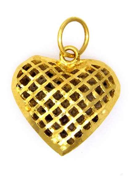 Gold Mesh-Style Heart Pendant