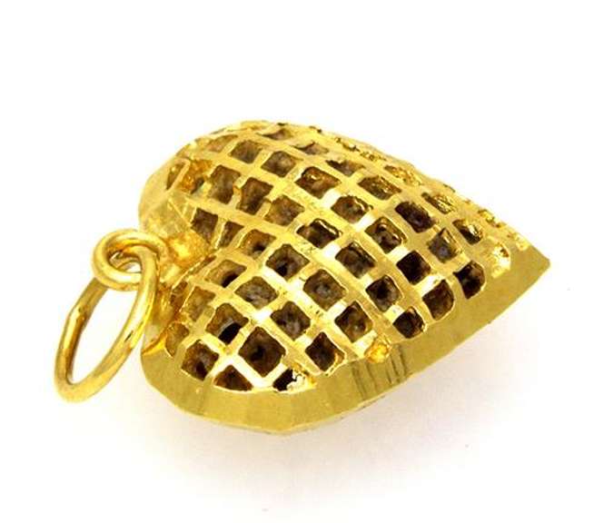 Gold Mesh-Style Heart Pendant