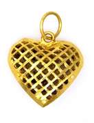 Gold Mesh-Style Heart Pendant