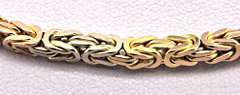 18 KT WHITE AND YELLOW GOLD BYZANTINE CHAIN.