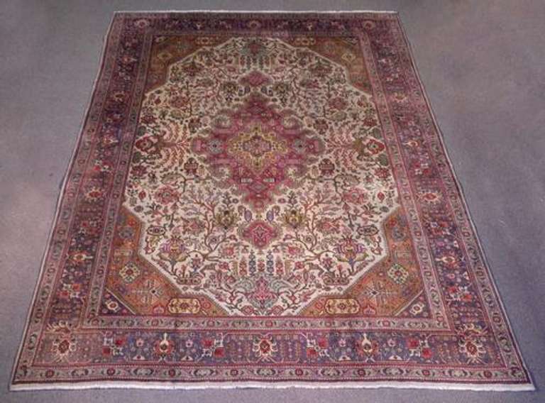 Beautiful Semi Antique Geometric Persian Tabriz 8.5x11.4