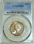 1951 Washington Quarter in PCGS MS66