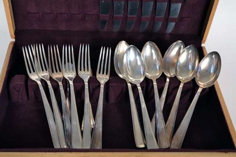 30 Pc Antique German Silver Plated Flatware Set for 6