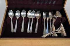 30 Pc Antique German Silver Plated Flatware Set for 6