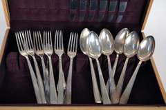 30 Pc Antique German Silver Plated Flatware Set for 6