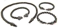 Heavy Sterling Dragon Choker and 3 Cuff Bracelets