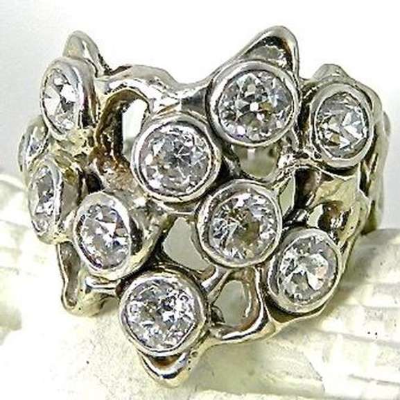 Unique 14K Free Form Diamond Ring