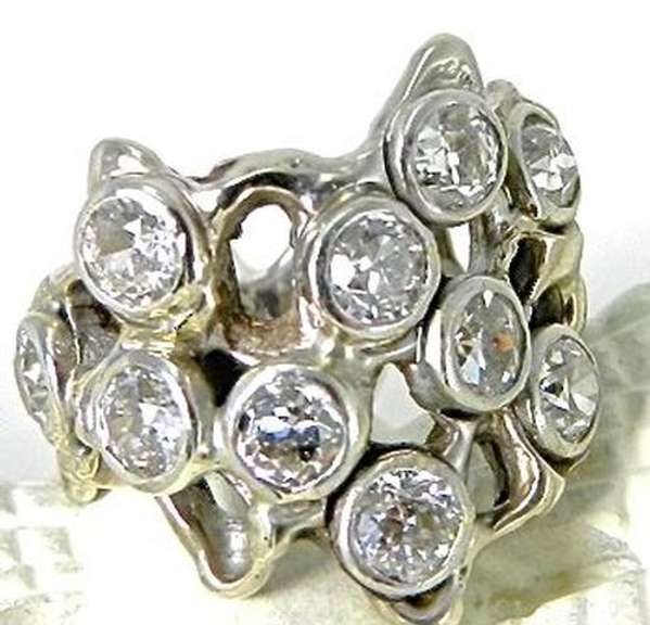 Unique 14K Free Form Diamond Ring