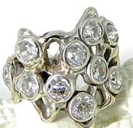 Unique 14K Free Form Diamond Ring