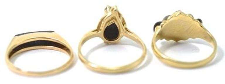 Set of 14K Black Onyx Rings