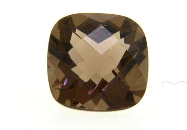 10x10mm Checkerboard Cushion Cut Smoky Quartz