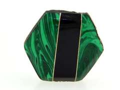 Unique Loose Malachite with Black Onyx Inlay