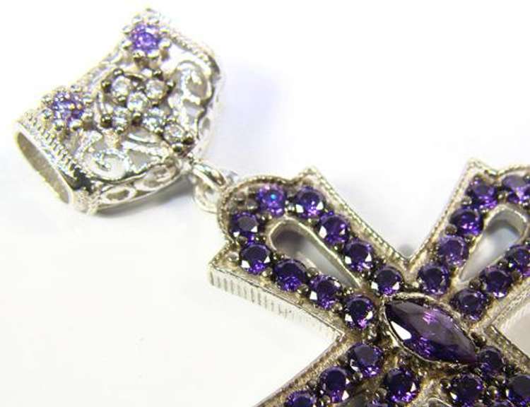 Charming Byzantine Design Rhodium Plated 925 S. Cross