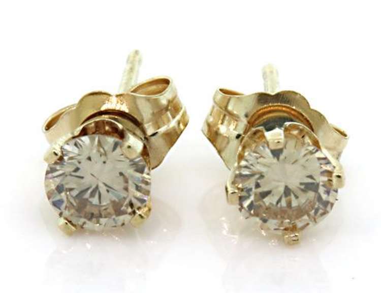 Fancy Light Brown Diamond Stud Earrings in 14KT Gold