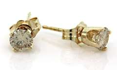 Fancy Light Brown Diamond Stud Earrings in 14KT Gold