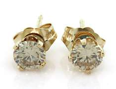 Fancy Light Brown Diamond Stud Earrings in 14KT Gold