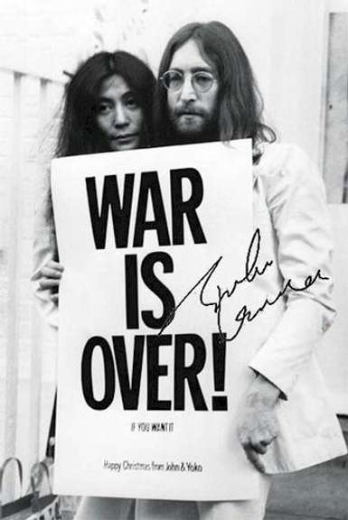John Lennon Signed Facsimile Yoko Ono The War Is Over Poster