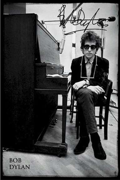 Bob Dylan Signed Facsimile Sitting At A Piano Poster
