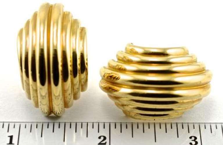 Always a Classic, 14K Ridged Earrings