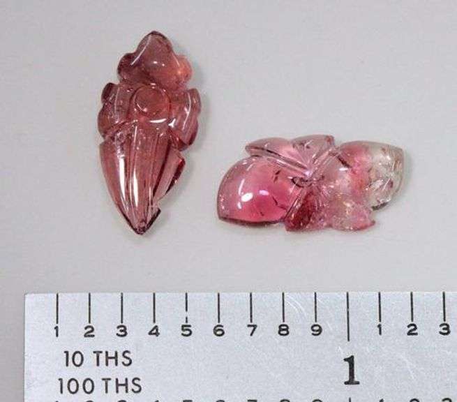 Hand-carved Natural Tourmaline - Lot of 2