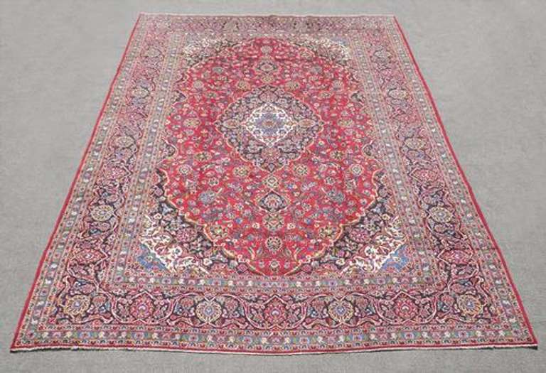 Hand Woven Semi Antique Persian Kashan 13.2x9.7