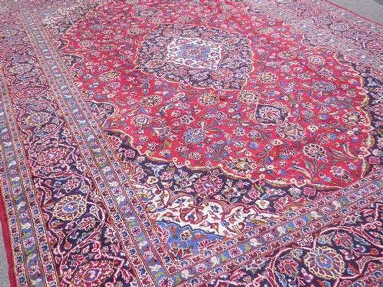 Hand Woven Semi Antique Persian Kashan 13.2x9.7