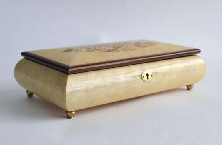 Italian Hand Crafted Musical Inlaid Wooden Jewelry Box
