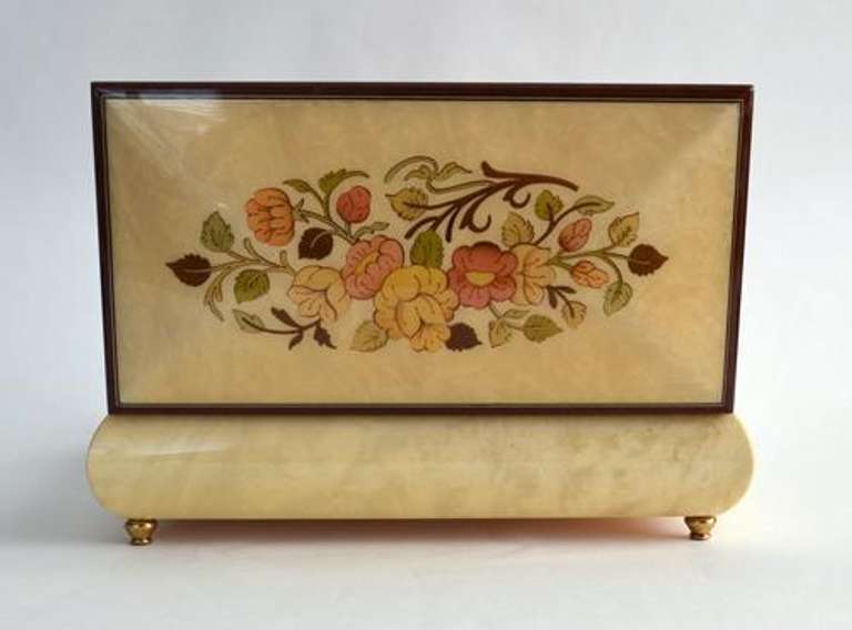 Italian Hand Crafted Musical Inlaid Wooden Jewelry Box