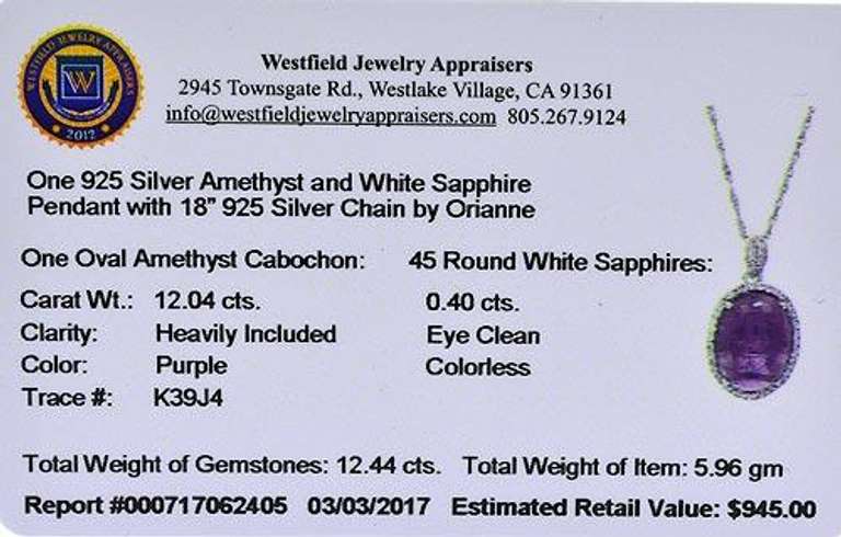 Amethyst & White Sapphire Pendant