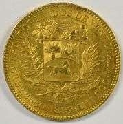 Very Scarce Near Mint 1889 Venezuela 100 Bolivares Gold Piece