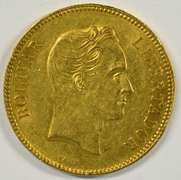 Very Scarce Near Mint 1889 Venezuela 100 Bolivares Gold Piece