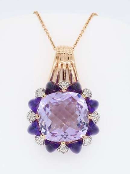 Le Vian 14K Rose Gold Amethyst & Diamond Necklace