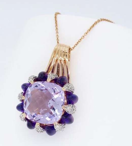 Le Vian 14K Rose Gold Amethyst & Diamond Necklace