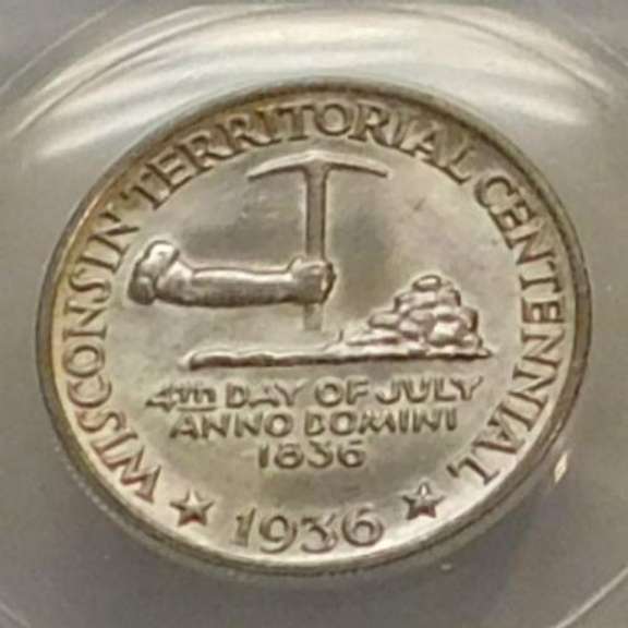 1936 Wisconsin Commemorative Half Dol.  ANACS MS-65