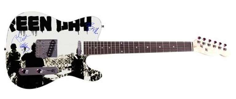 Green Day Facsimile Autographed Custom Graphics Guitar