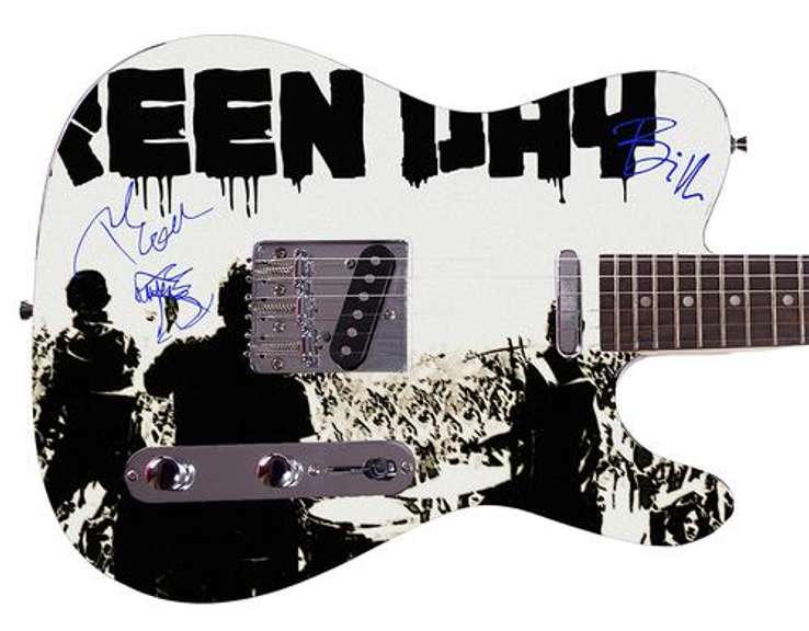 Green Day Facsimile Autographed Custom Graphics Guitar