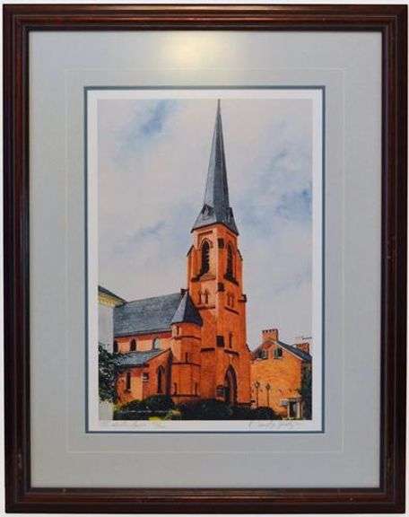 Signed Lithograph After Original Painting by D. Yontz David Yontz All Saints Spire