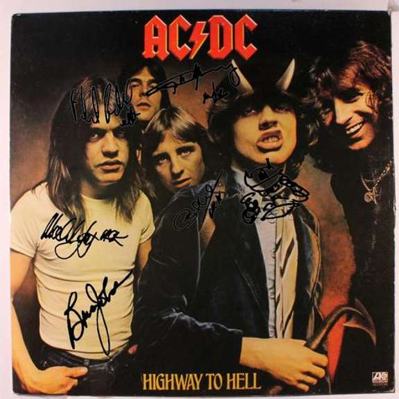 AC/DC Signed Facsimile Highway To Hell Record Album Cover LP