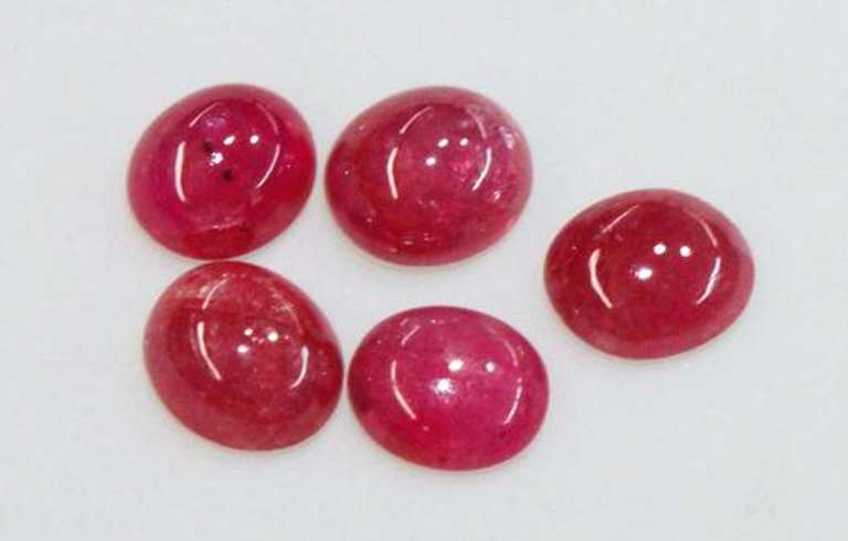 Bright Natural Ruby Cabochons - Lot of 5